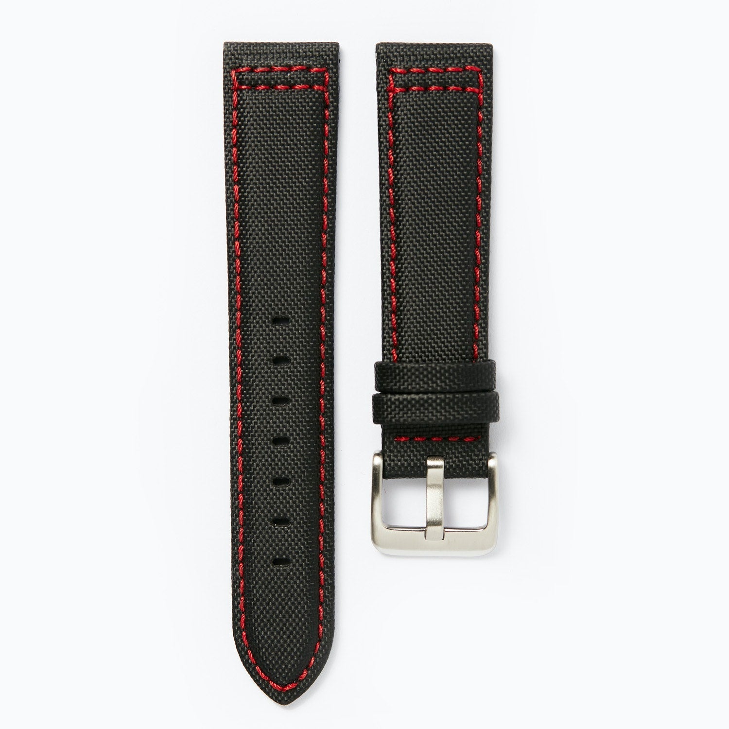 Time+Tide Black Red Stitch Nylon Sail Cloth Watch Strap