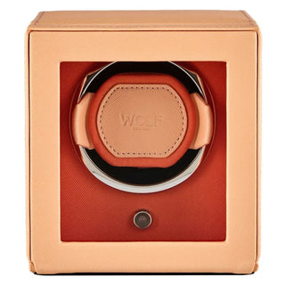 Wolf Cub Single Watch Winder With Cover - Seltzer Peach/Orange