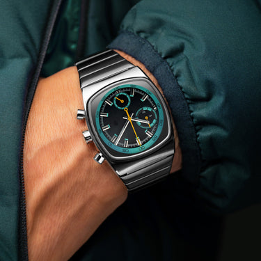 Brew Metric - Teal & Yellow Chronograph Watch