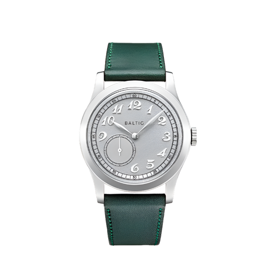Baltic MR01 Silver 36mm - Green Leather Strap