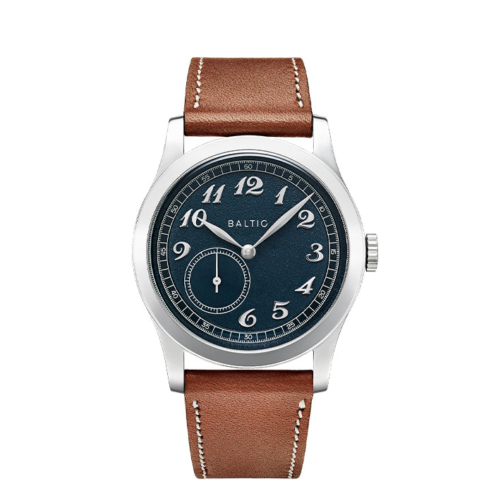 Baltic MR01 Blue 36mm - Brown Leather Strap