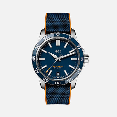 Christopher Ward C60 Trident Pro 300 Blue 38mm - Blue/Orange Hybrid Rubber