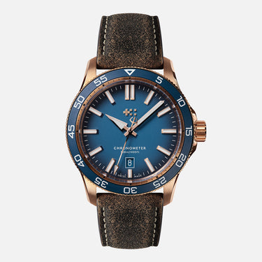 Christopher Ward C60 Pro 300 Bronze - Blue Ombré - Vintage leather (Oak) - Image