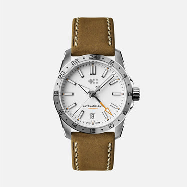 Christopher Ward C63 Sealander GMT 36 - White - Vintage leather (Oak) - Image
