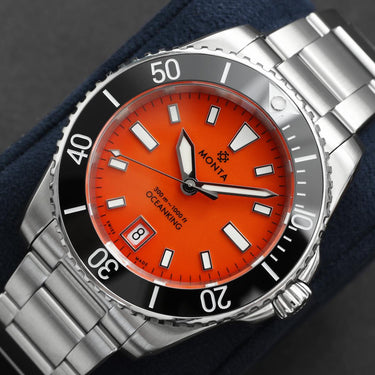 Monta Oceanking, 60-Minute Bezel, with Date, Orange Dial, Ceramic Bezel