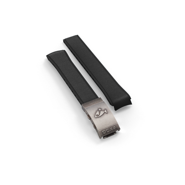 DOXA 300T Clive Cussler Rubber strap with aged steel folding clasp, Black