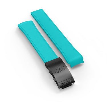 DOXA SUB 300 Carbon Rubber strap with folding clasp, Turquoise