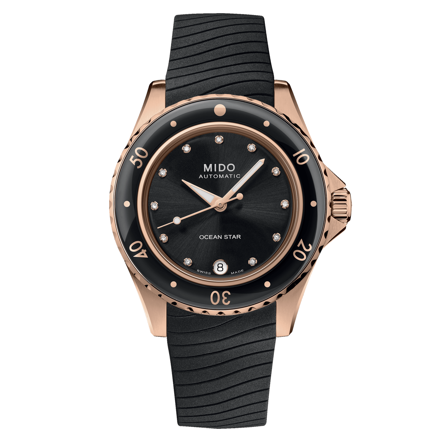 Mido Ocean Star Tribute Lady 36.5mm Black Dial Gold PVD