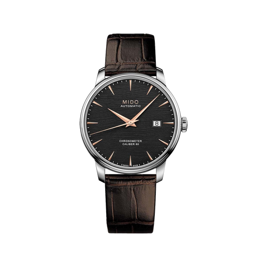 Mido Baroncelli Chronometer Silicon Gent - Stainless Steel - Brown Leather Strap
