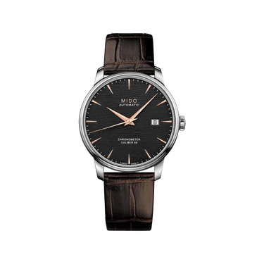 Mido Baroncelli Chronometer Silicon Gent - Stainless Steel - Brown Leather Strap