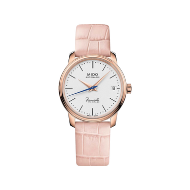 Mido Baroncelli Heritage Lady - Stainless Steel with Rose Gold PVD - Pink Leather Strap