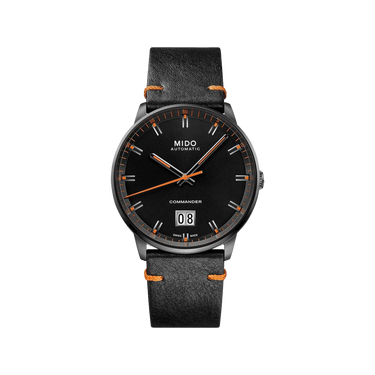 Mido Commander Big Date - Stainless Steel with Anthracite PVD - Black Patina Leather Strap