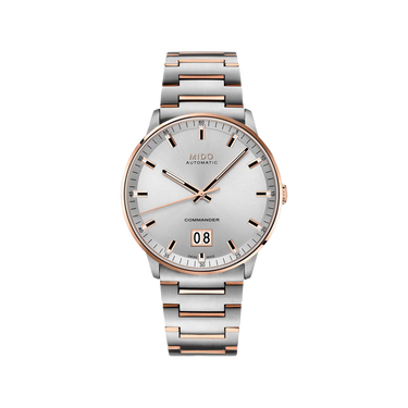 Mido Commander Big Date - Stainless Steel with Rose Gold PVD - Stainless Steel Strap