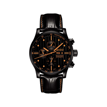 Mido Multifort Chronograph Special Edition - Stainless Steel with Black PVD - Interchangeable Black & Orange Leather Strap