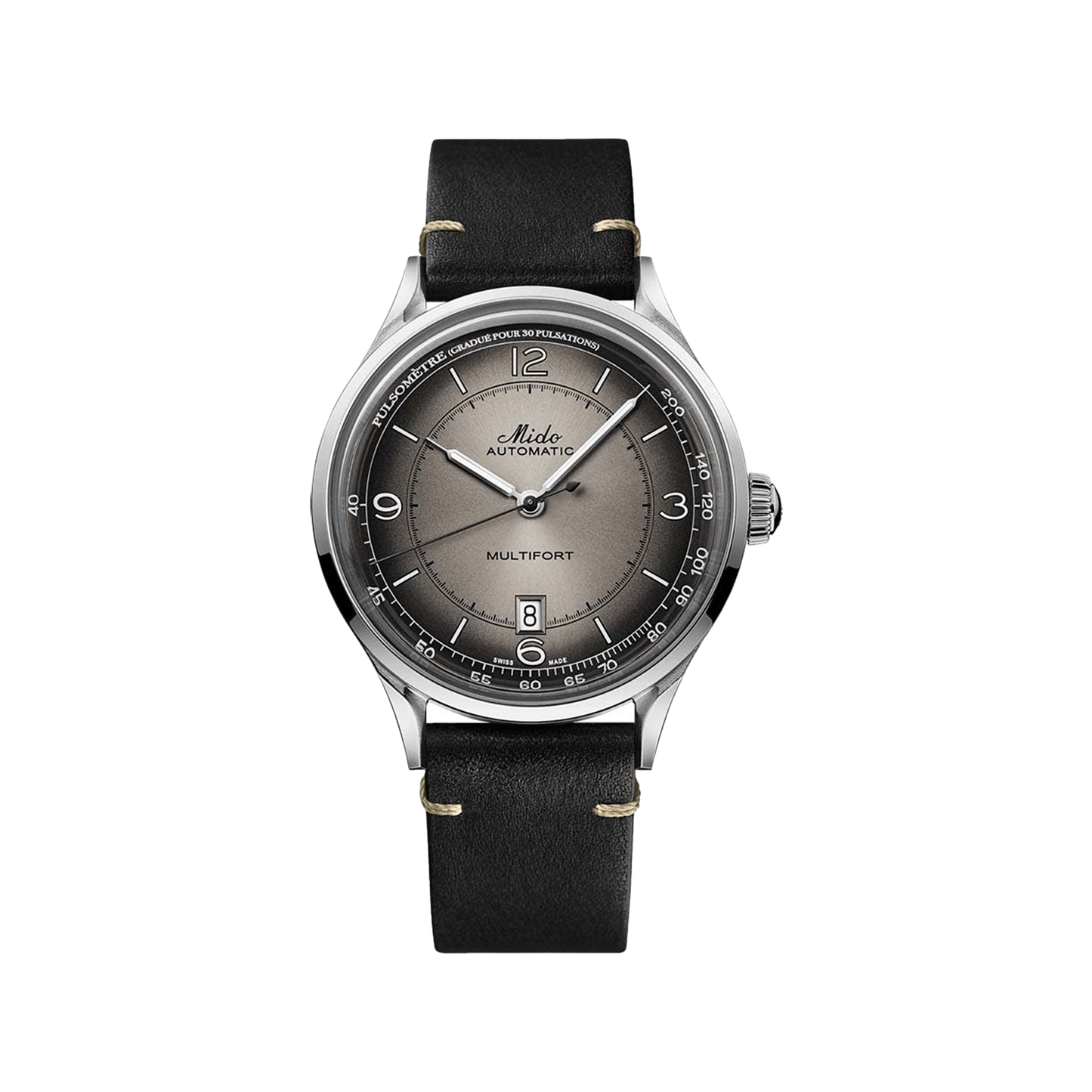 Mido Multifort Patrimony - Stainless Steel - Black Patina Leather Strap