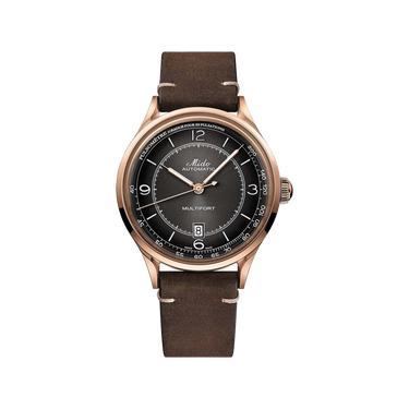 Mido Multifort Patrimony - Stainless Steel with Rose Gold PVD - Brown Patina Leather Strap