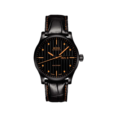 Mido Multifort Special Edition - Stainless Steel with Black PVD - Interchangeable Black & Orange Leather Strap