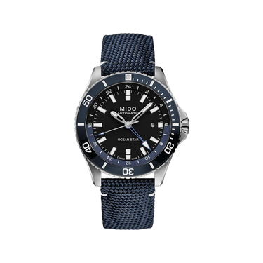 Mido Ocean Star GMT - Stainless Steel and Ceramic Bezel - Blue Fabric Strap