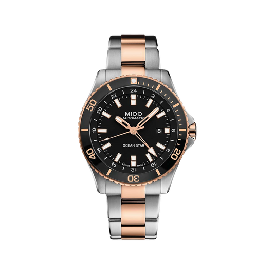 Mido Ocean Star GMT - Stainless Steel with Rose Gold PVD - Stainless Steel with Rose Gold PVD Coating and Ceramic Bezel
