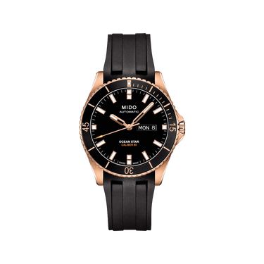 Mido Ocean Star - Stainless Steel with Rose Gold PVD - Black Rubber Strap