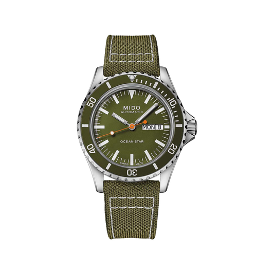 Mido Ocean Star Tribute - Stainless Steel - Green Fabric Strap