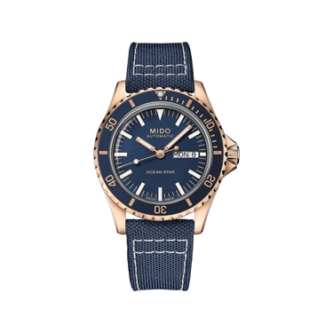 Mido Ocean Star Tribute - Stainless Steel with Rose Gold PVD - Blue Fabric Strap