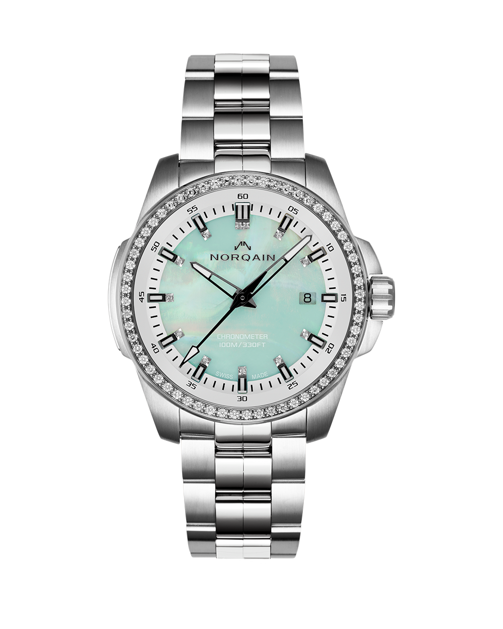 NORQAIN Independence Mother of Pearl Diamonds 40mm - Stainless Steel Bracelet