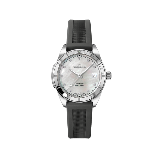 NORQAIN Adventure Sport Mother of Pearl 37mm - Grey Rubber Strap
