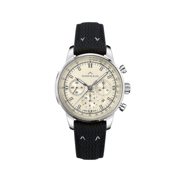 NORQAIN Freedom 60 Chrono Creme 43mm - Black Perlon Rubber Strap