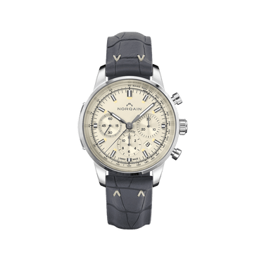 NORQAIN Freedom 60 Chrono Creme 43mm - Grey Croco-Style Rubber