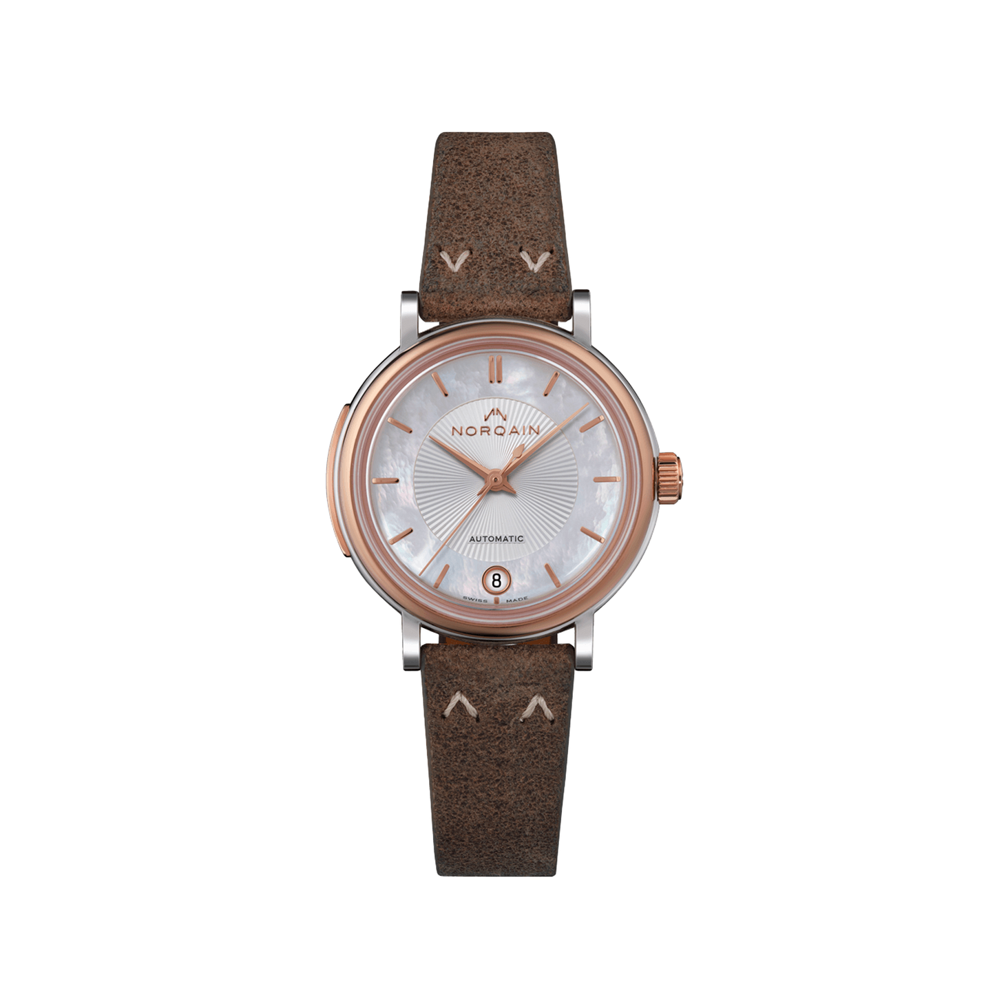 NORQAIN Freedom 60 - Gold - Mother of Pearl 34mm - Praline Norlando Strap