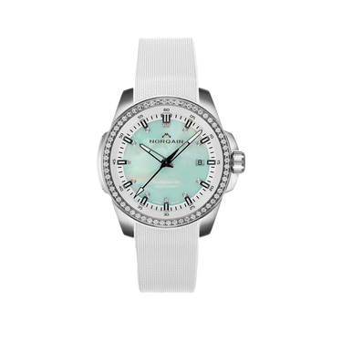 NORQAIN Independence Mother of Pearl Diamonds 40mm - White Rubber Strap