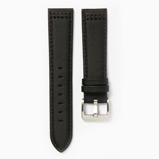 Time+Tide Black + Black Stitch Nylon Sail Cloth Watch Strap