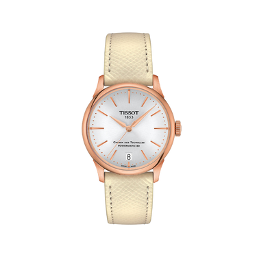 Tissot Chemin des Tourelles Powermatic 80 34mm - Rose Gold and Beige Leather