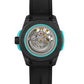 NORQAIN Wild ONE Skeleton Turquoise 42mm Black dial Black & Turquoise Rubber Strap