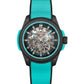 NORQAIN Wild ONE Skeleton Turquoise 42mm Black dial Black & Turquoise Rubber Strap
