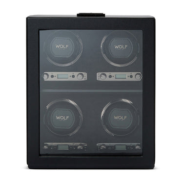 Wolf British Racing 4 Piece Watch Winder Black