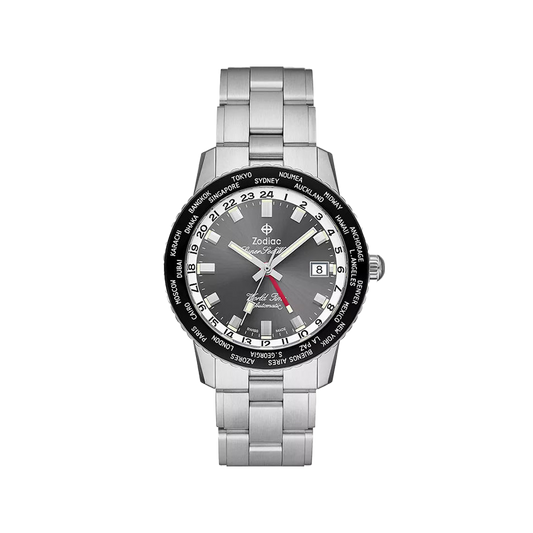 Zodiac Limited Edition Super Sea Wolf World Time Automatic Stainless Steel Watch