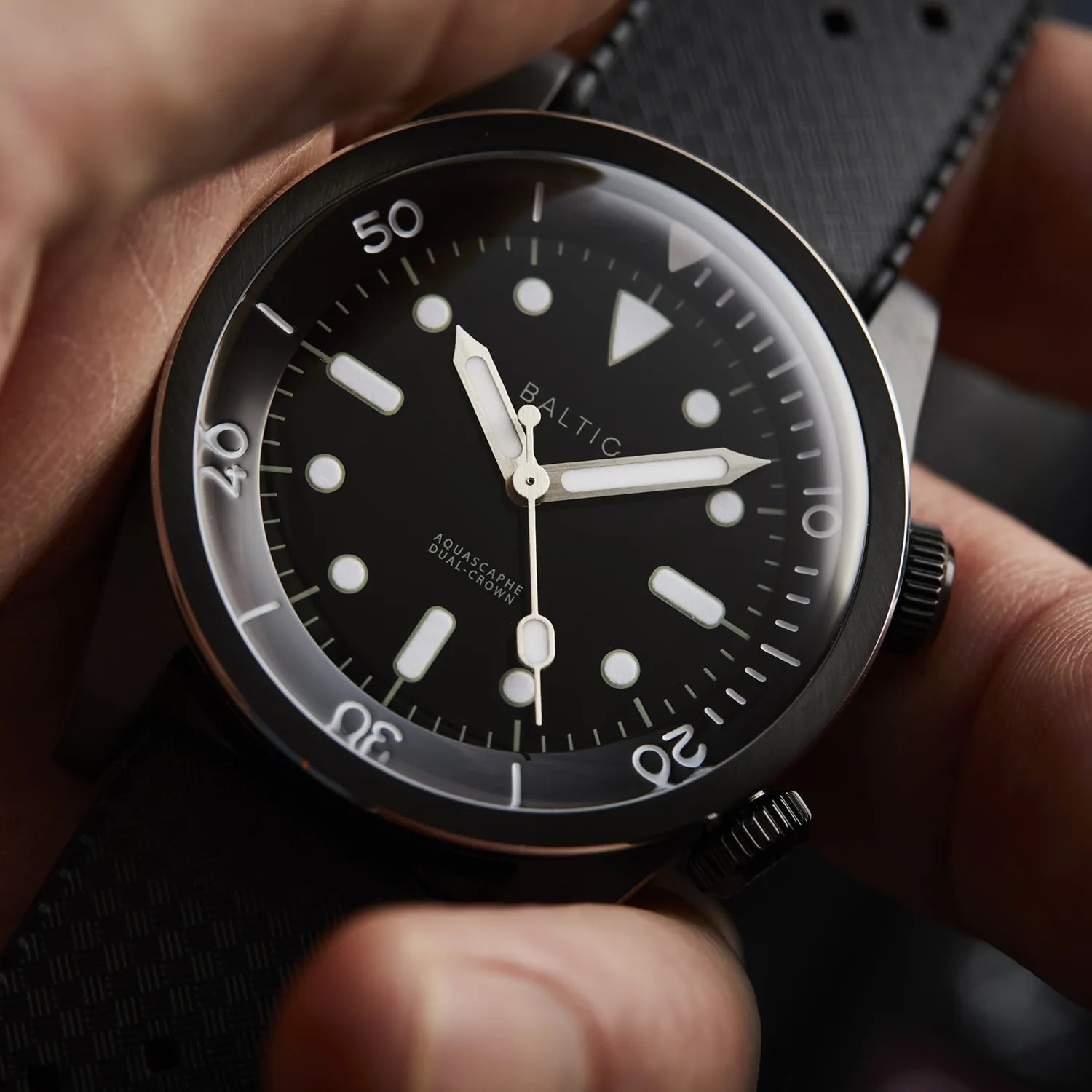 Baltic Aquascaphe Dual Crown PVD Black – Time+Tide Watches AU