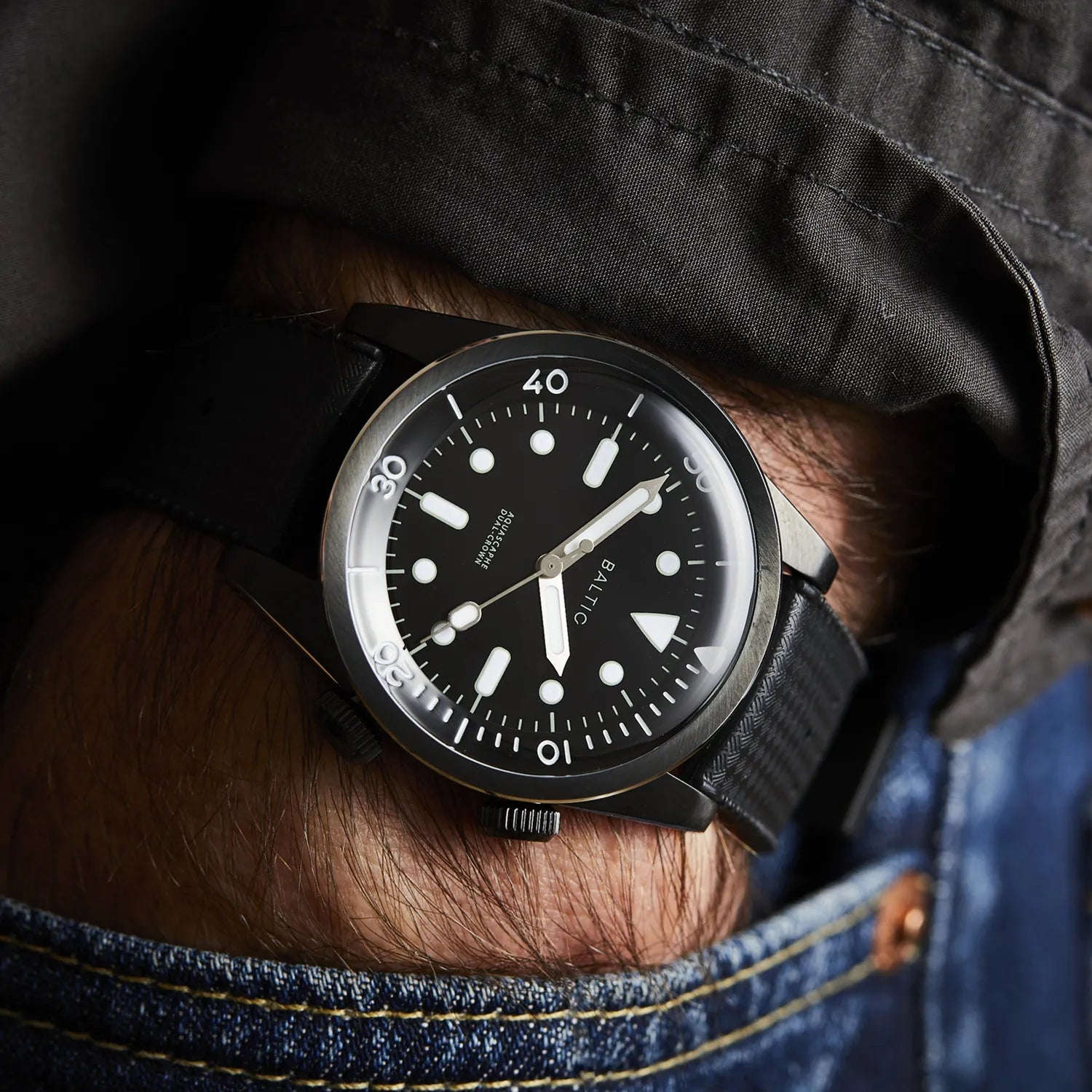 Baltic Aquascaphe Dual Crown PVD Black – Time+Tide Watches Baltic Aquascaphe Dual Crown PVD Black – Time+Tide Watches