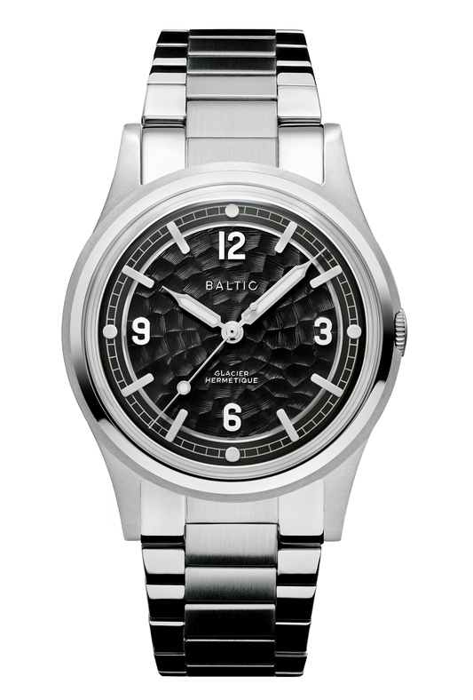 Pre-Order: Baltic Hermétique Glacier Black Dial - Flatlink Bracelet - Limited Edition