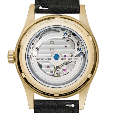 Baltic HMS 002 Gold PVD - Stitched Saffiano Black Strap