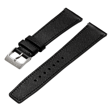 Baltic Stitched Strap - Saffiano Black Calf Skin