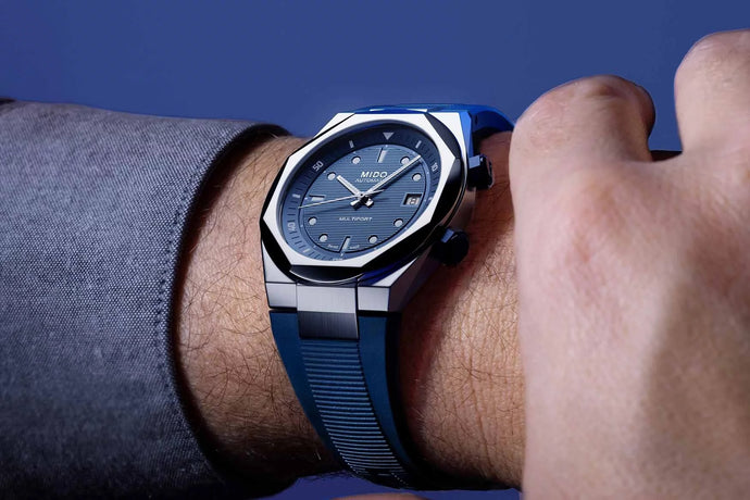 The blue Multifort 8 Two Crowns worn on the wrist