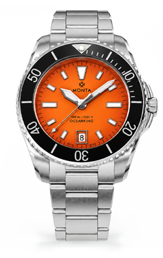 Monta Oceanking, 60-Minute Bezel, with Date, Orange Dial, Ceramic Bezel