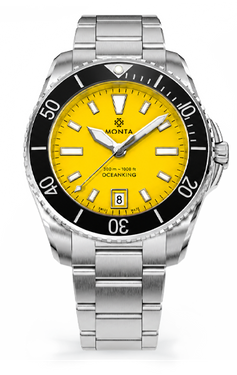 Monta Oceanking, 60-Minute Bezel, with Date, Yellow Dial, Ceramic Bezel