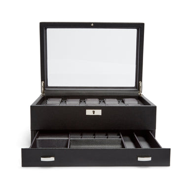 Wolf Viceroy 10 Pc Watch Box W/ Drawer Black