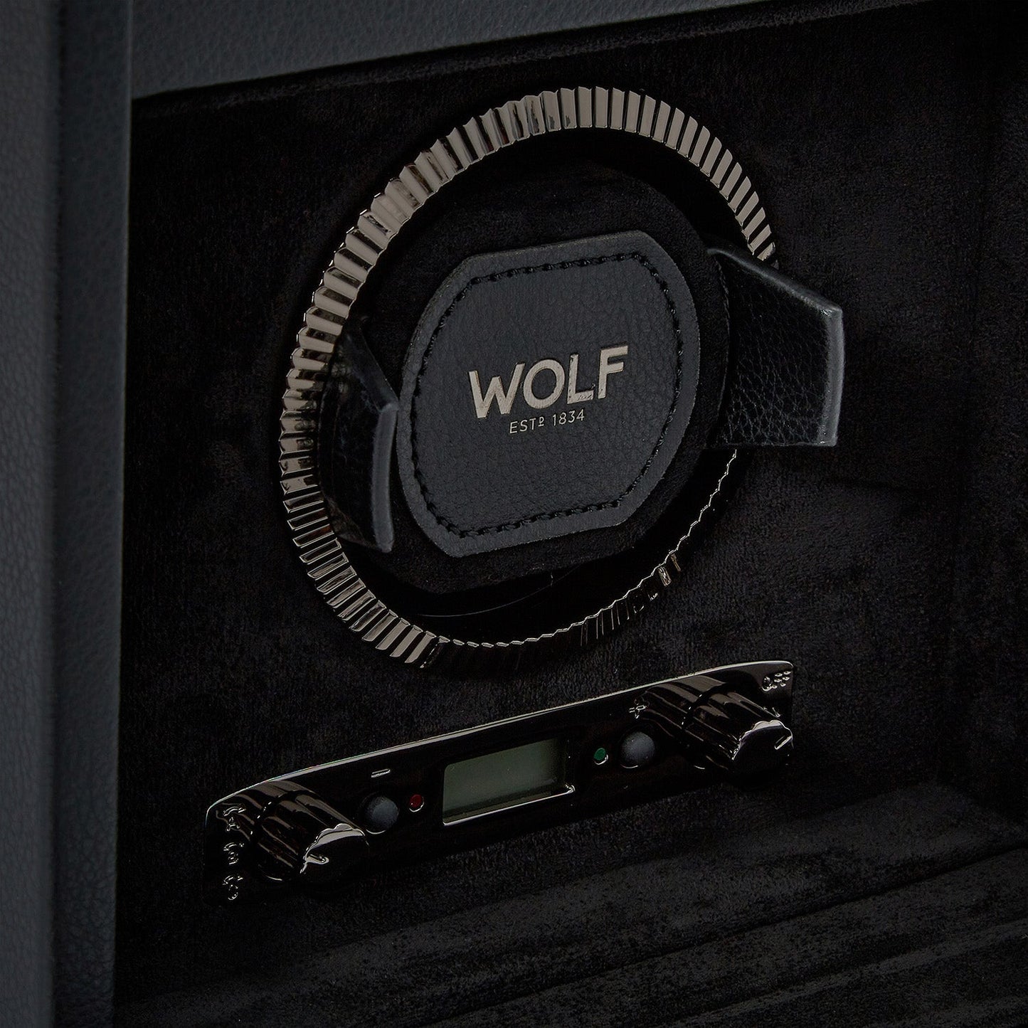Wolf British Racing Single Watch Winder with Storage Black