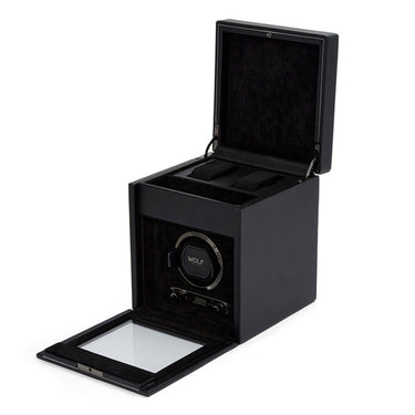 Wolf British Racing Single Watch Winder with Storage Black