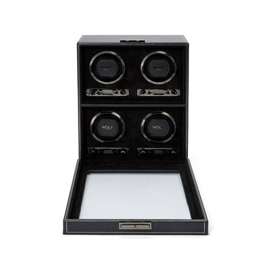 Wolf British Racing 4 Piece Watch Winder Black